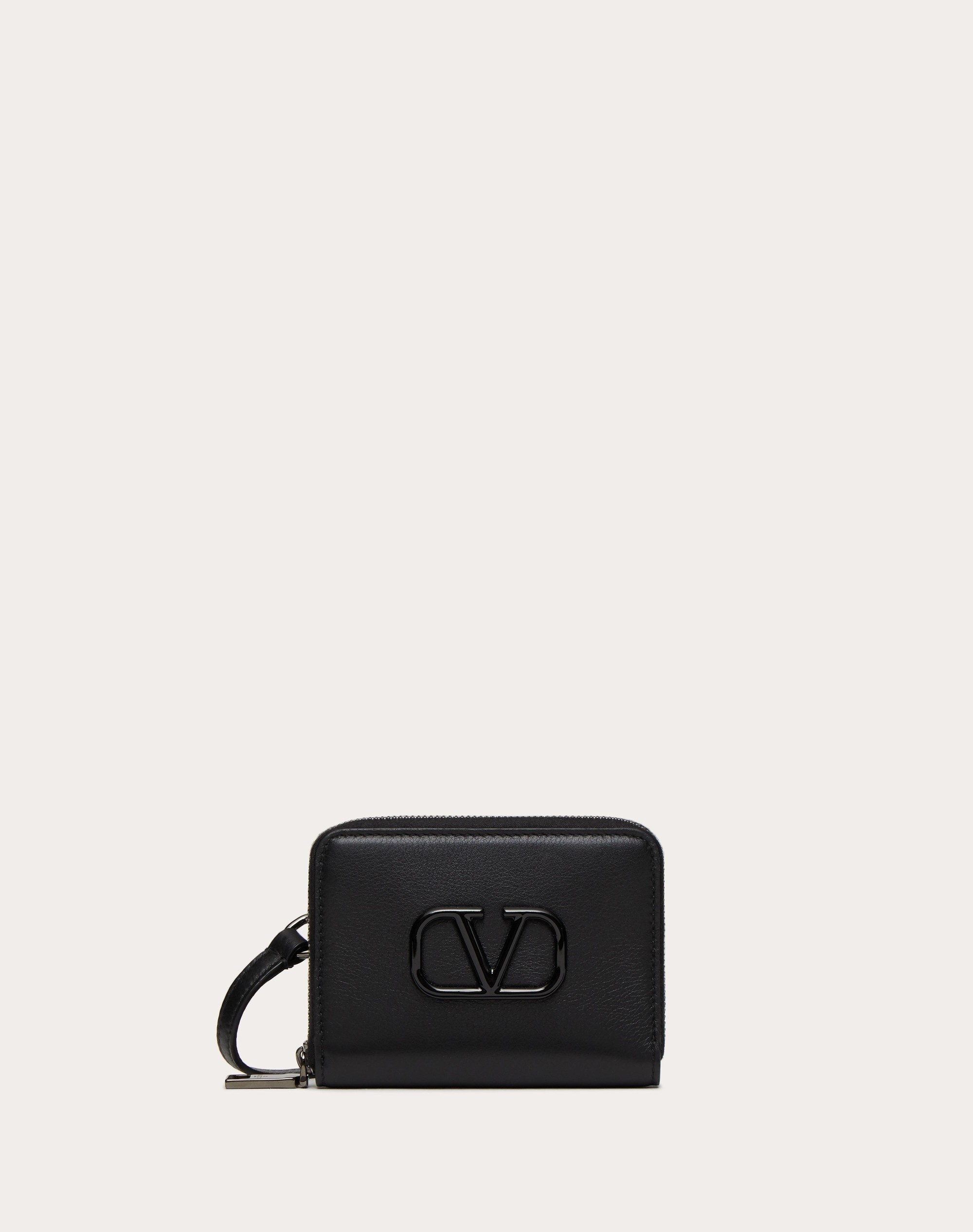 LACQUERED VLOGO SIGNATURE WALLET WITH NECK STRAP - 1