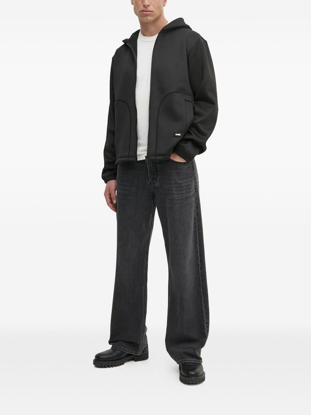 elastic-cuffs zip-up hoodie - 3