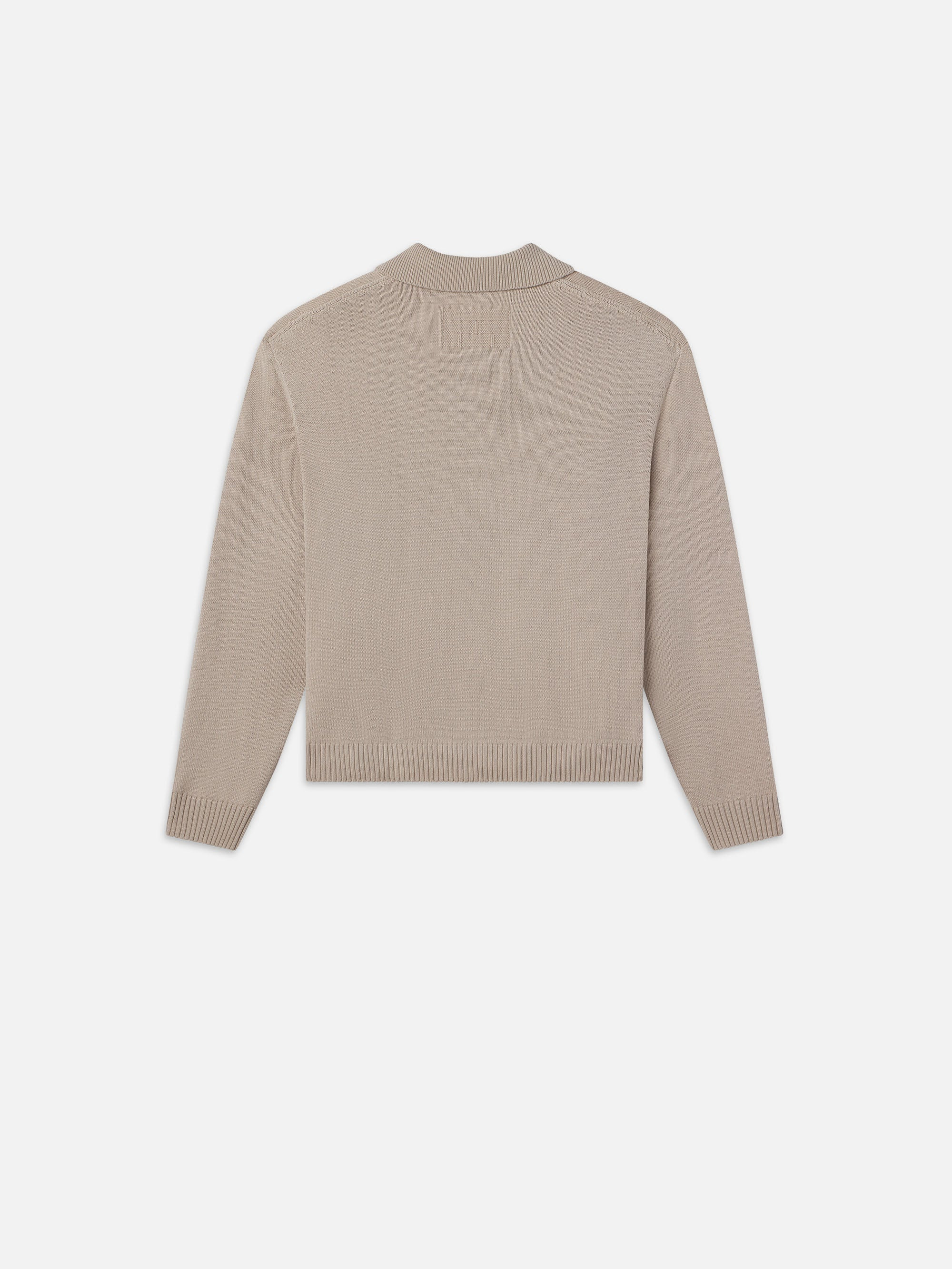 Silk Blend Polo Sweater in Grey Beige - 4