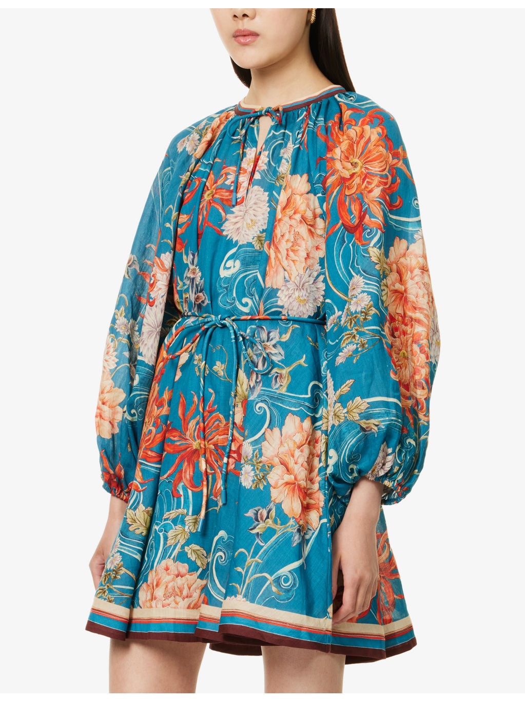 Fletcher Puff-Sleeve Ramie Mini Dress - 3