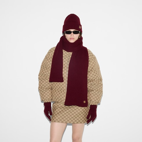Wool cashmere scarf with patch - 3