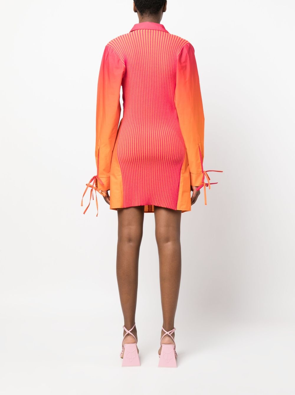 gradient-effect gathered-detail short dress - 4