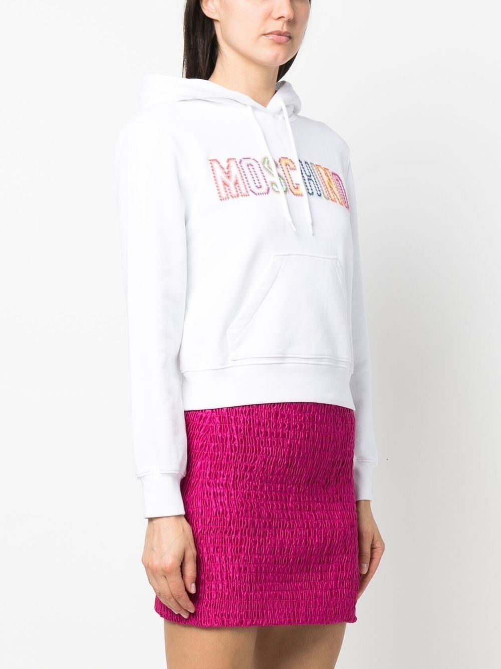 embroidered-logo cropped hoodie - 3