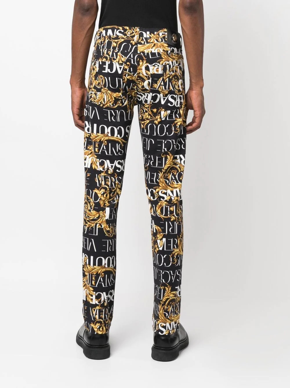 logo-baroque print jeans - 4