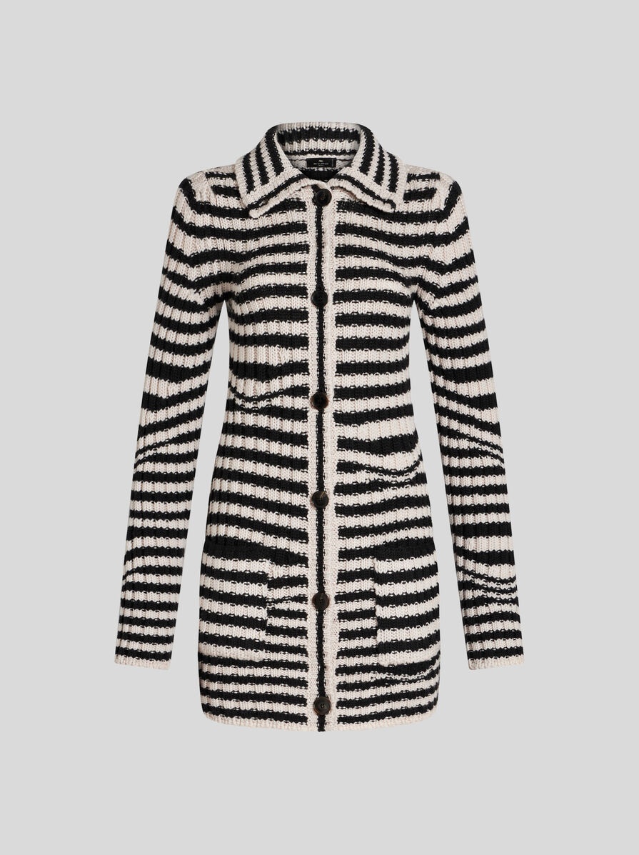 STRIPED KNIT CARDIGAN - 1