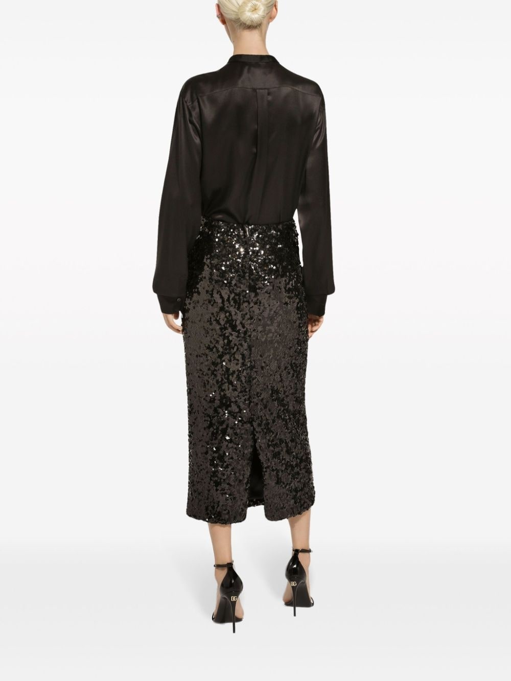 sequinned pencil midi skirt - 4