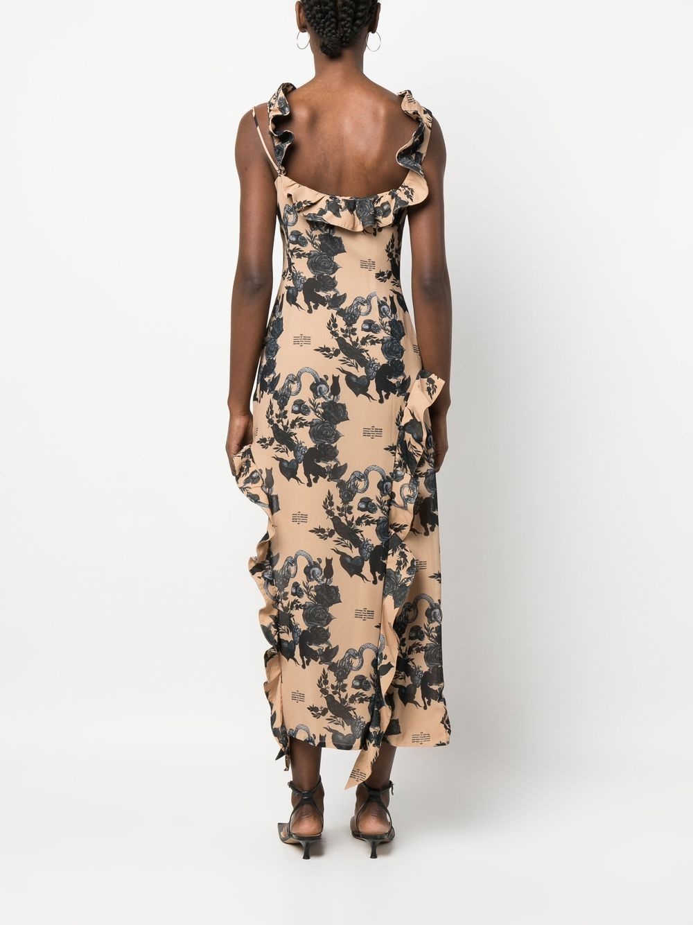 ruffle detail long dress - 4