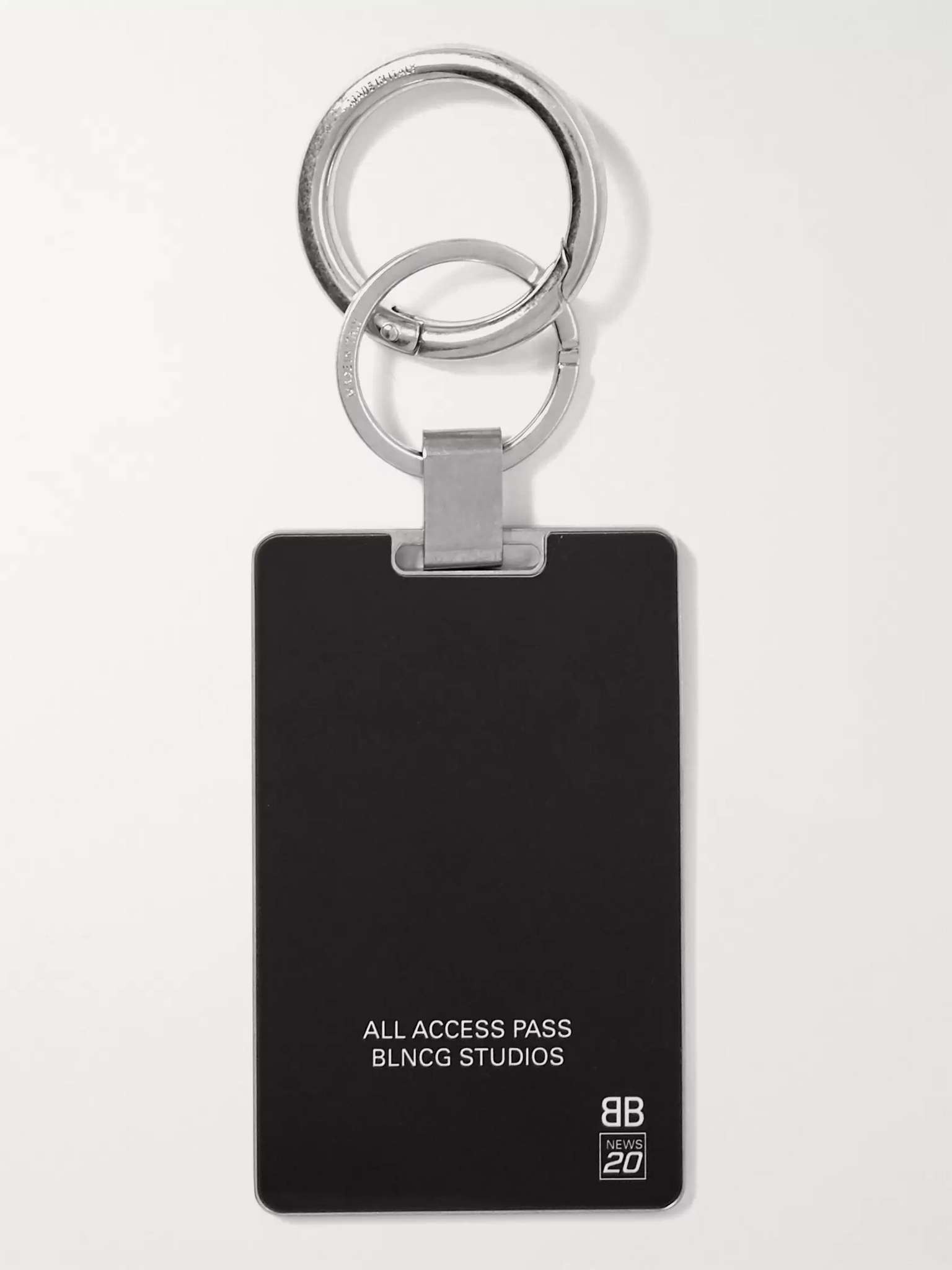 Logo-Print Silver-Tone Key Fob - 3