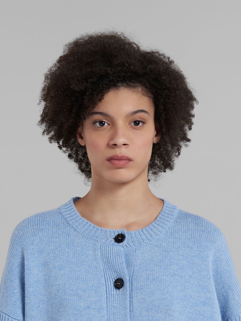 BLUE WOOL CARDIGAN WITH KIMONO SLEEVES - 4