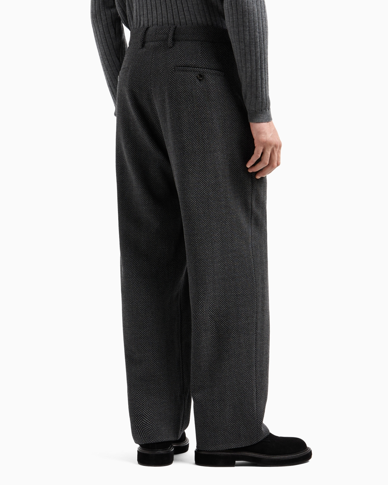 CHEVRON JACQUARD STRETCH VIRGIN WOOL FLAT-FRONT TROUSERS - 3