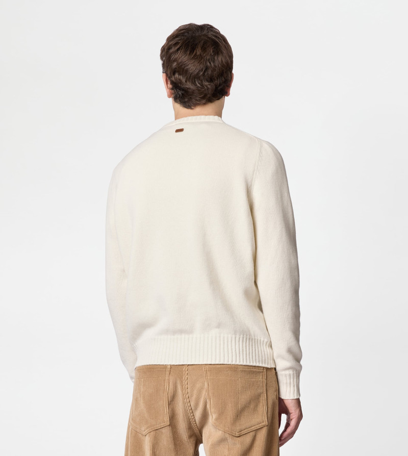 ROUND-NECK PULLOVER IN WOOL AND CASHMERE - WHITE 3