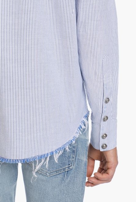 White cotton shirt with blue pinstripes - 9