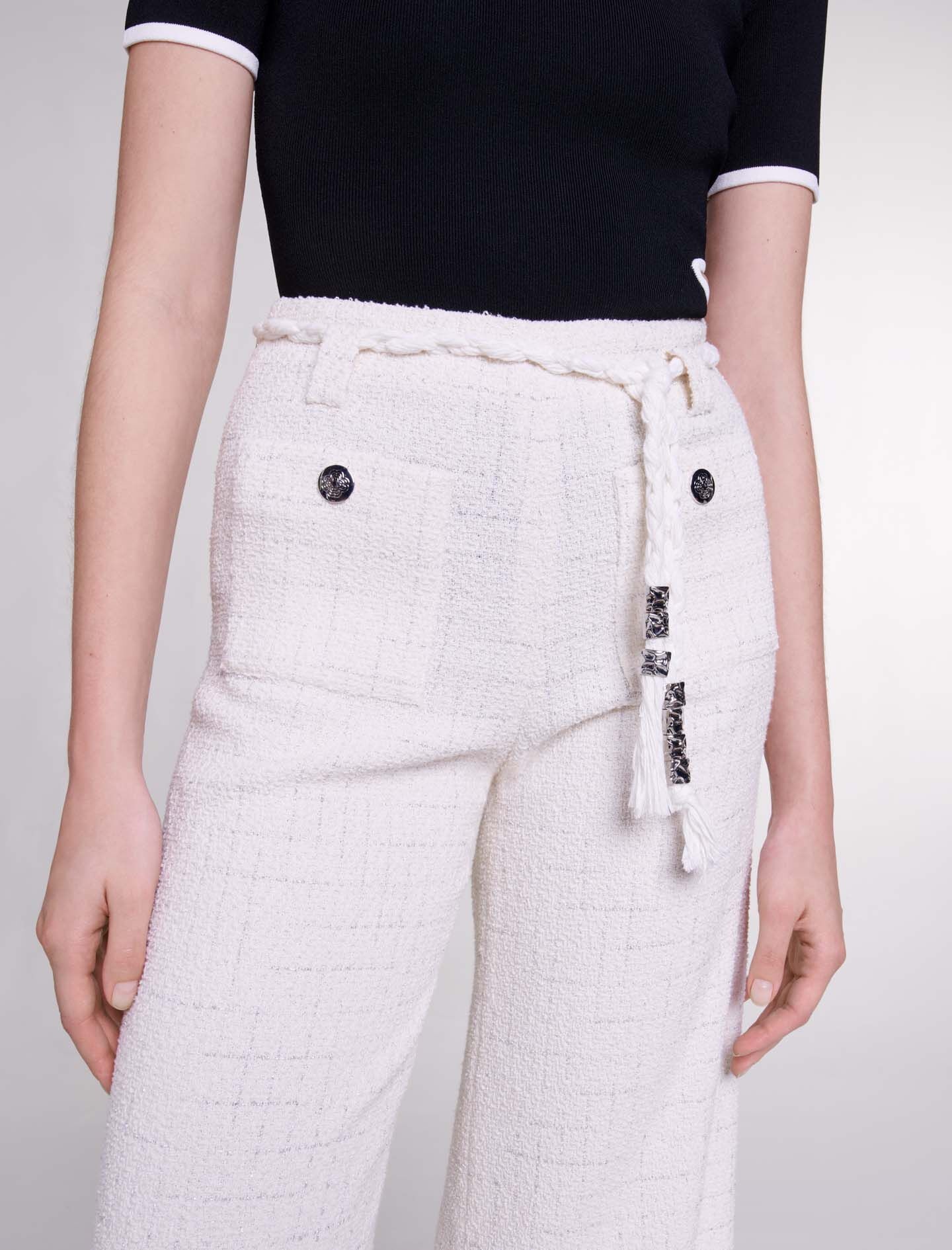 Metallic thread tweed trousers - 6