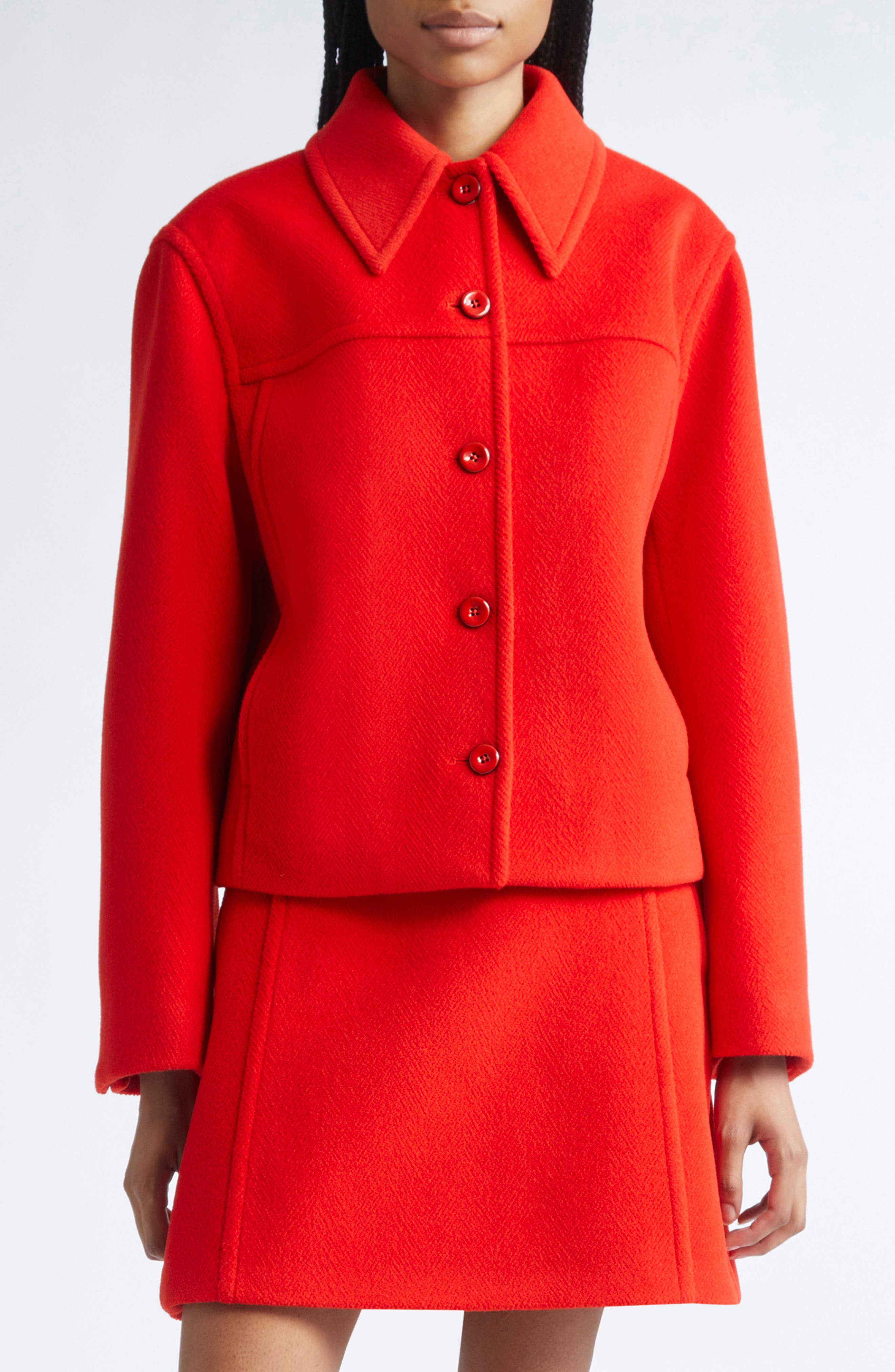 Jil Sander Wool Crop Jacket in Strawberry at Nordstrom - 1