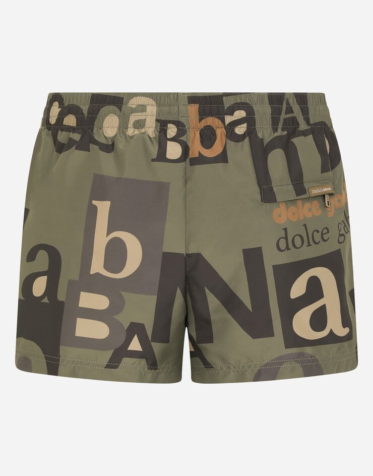 Short swim trunks with all-over logo print - 3