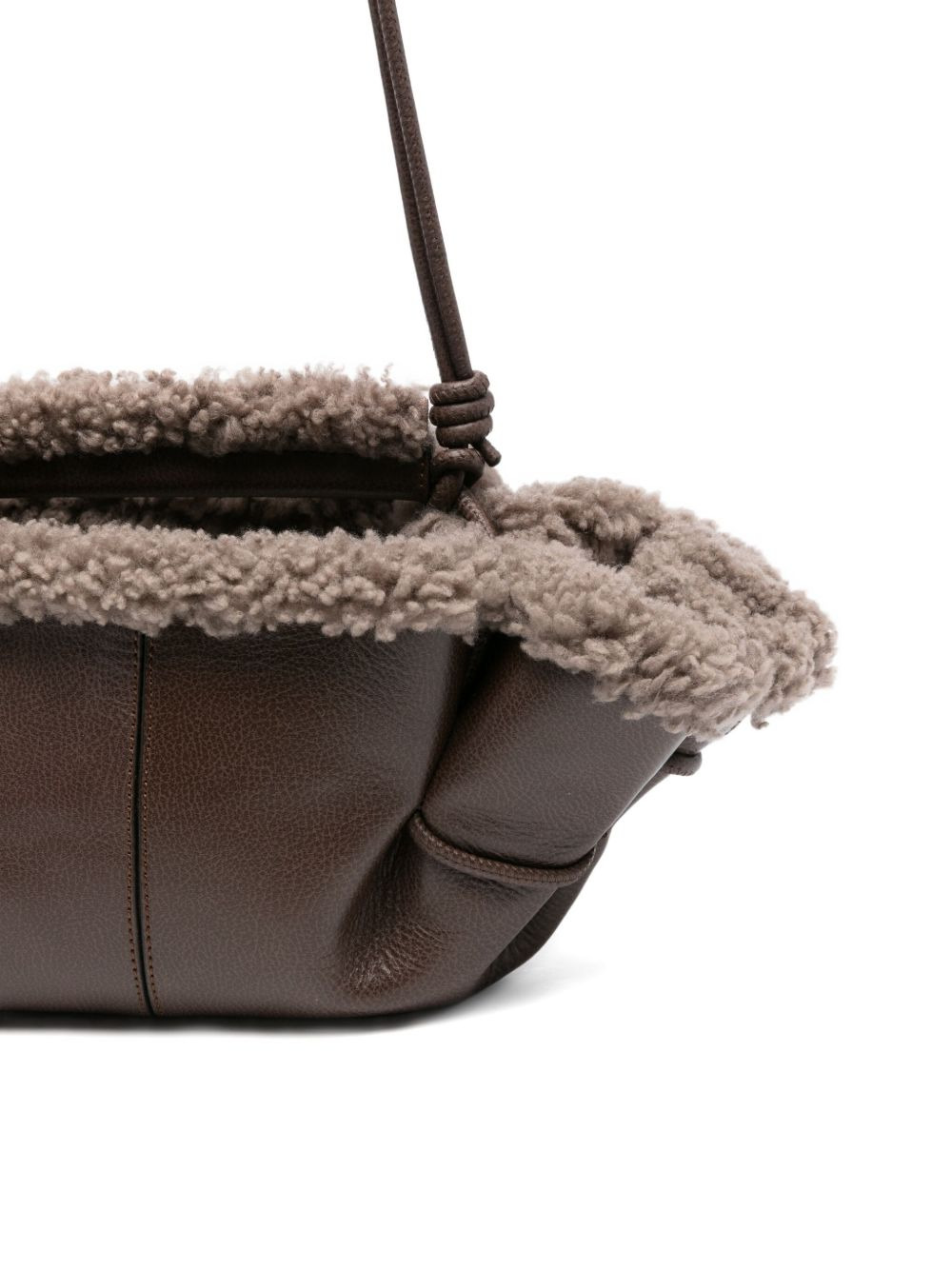 leather shearling tote bag - 3