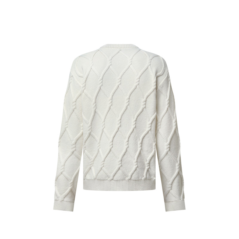 Embellished Cable Knit Wool Blend Pullover 3