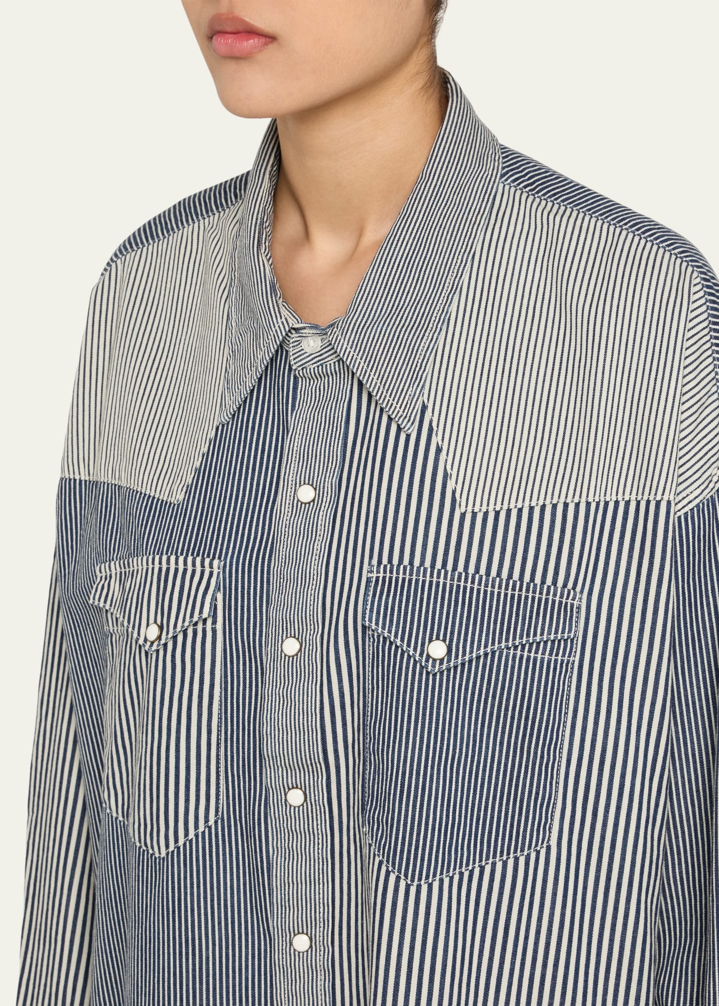 Oversized Denim Cowboy Shirt - 5