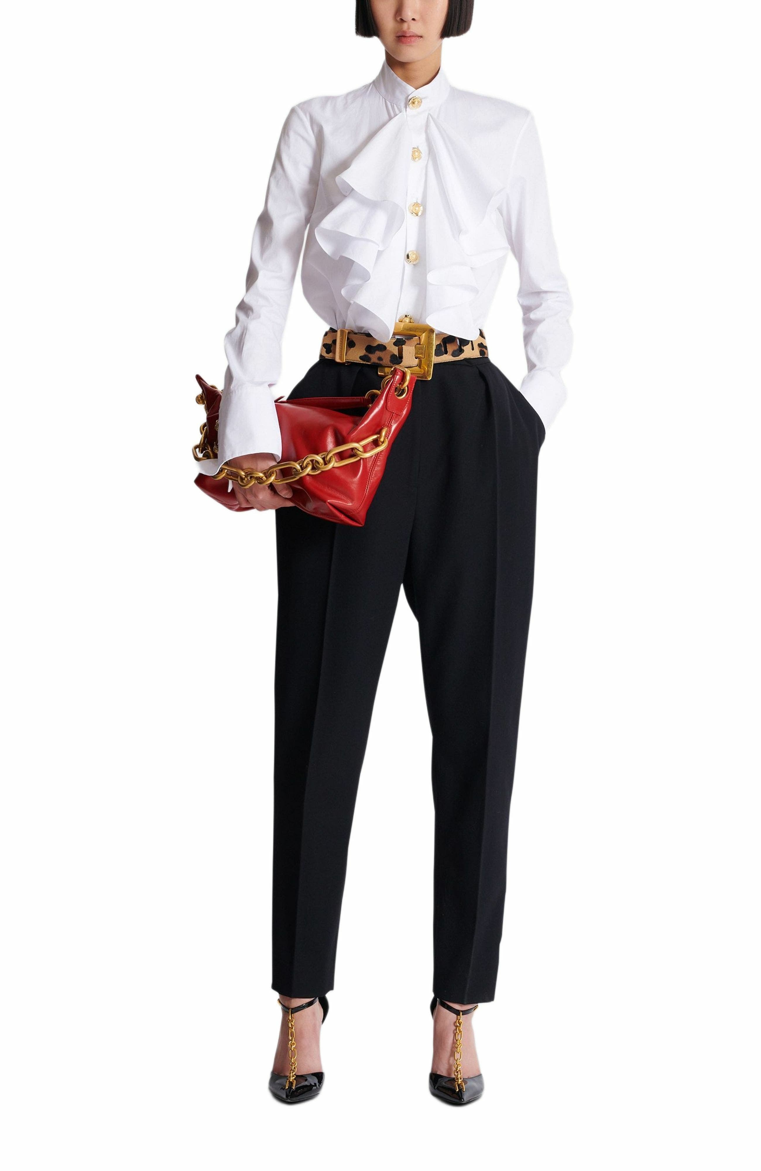 Balmain Ruffled poplin shirt in White at Nordstrom - 2