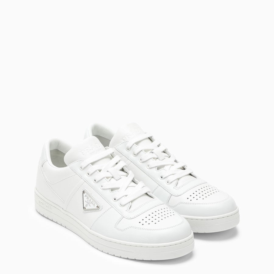 Prada Men White Leather Downtown Sneakers - 4