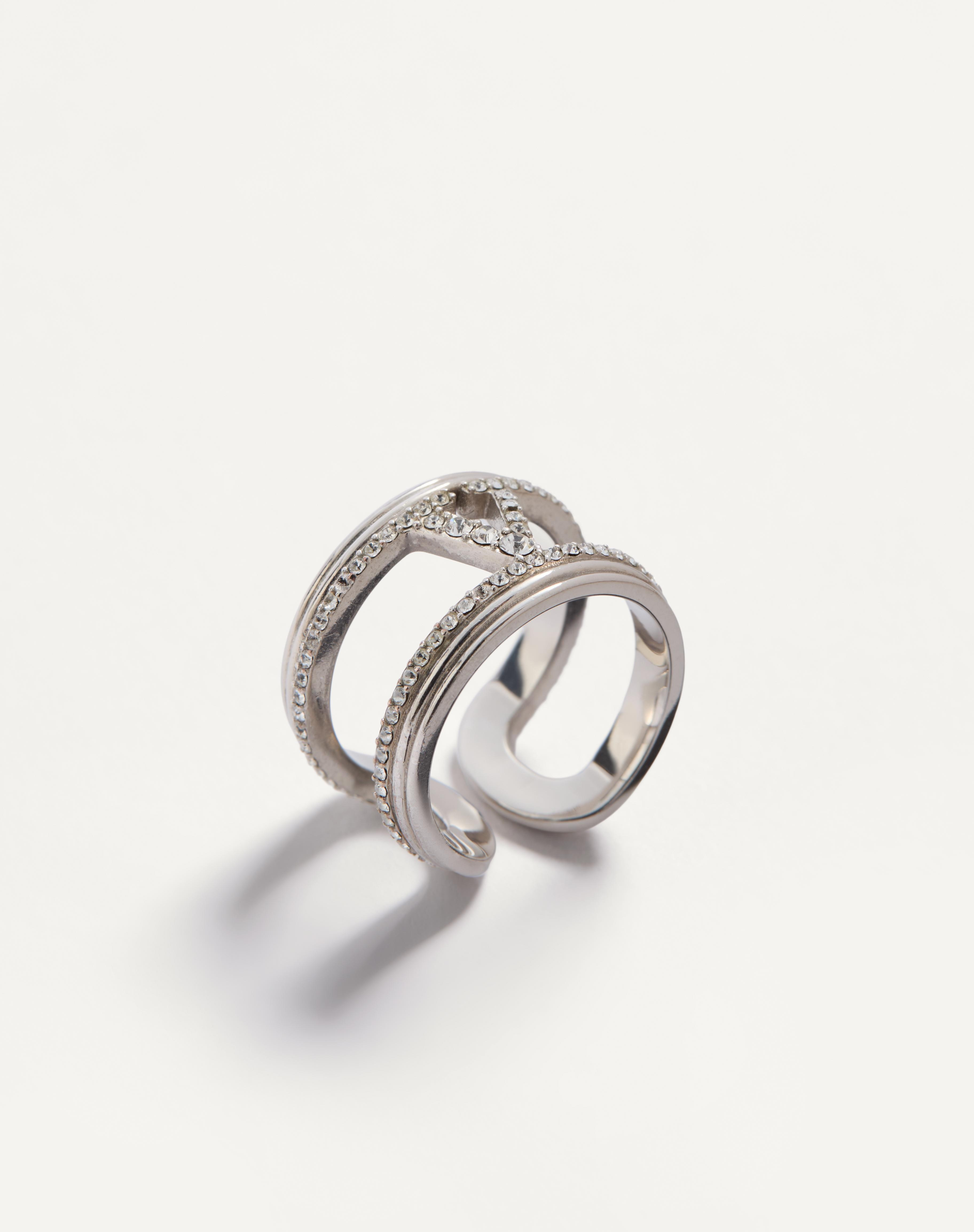 OVALETTE METAL AND SWAROVSKI® CRYSTAL RING - 4