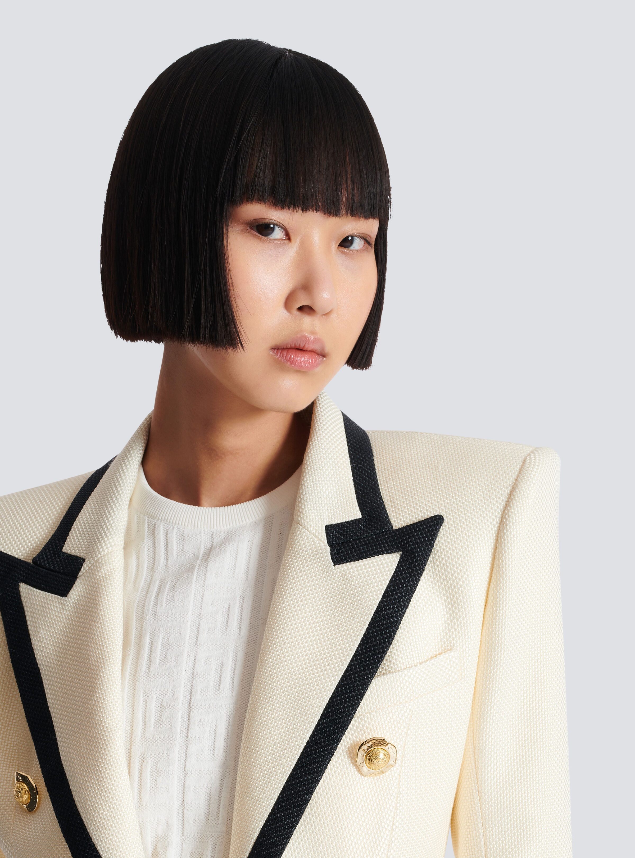 Fitted two-tone basketweave jacket - 8