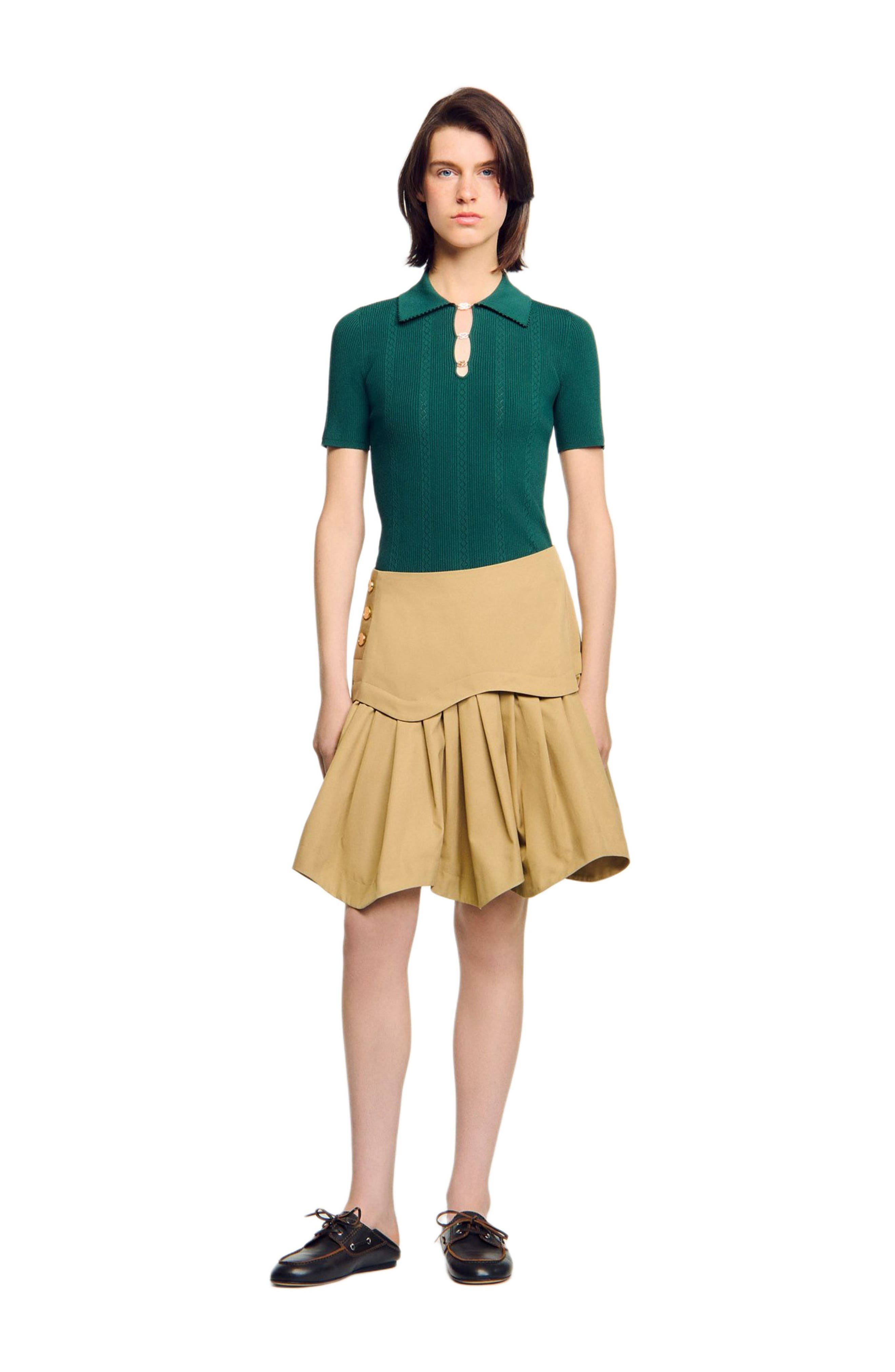 SANDRO Polo sweater in Dark Green at Nordstrom - 6