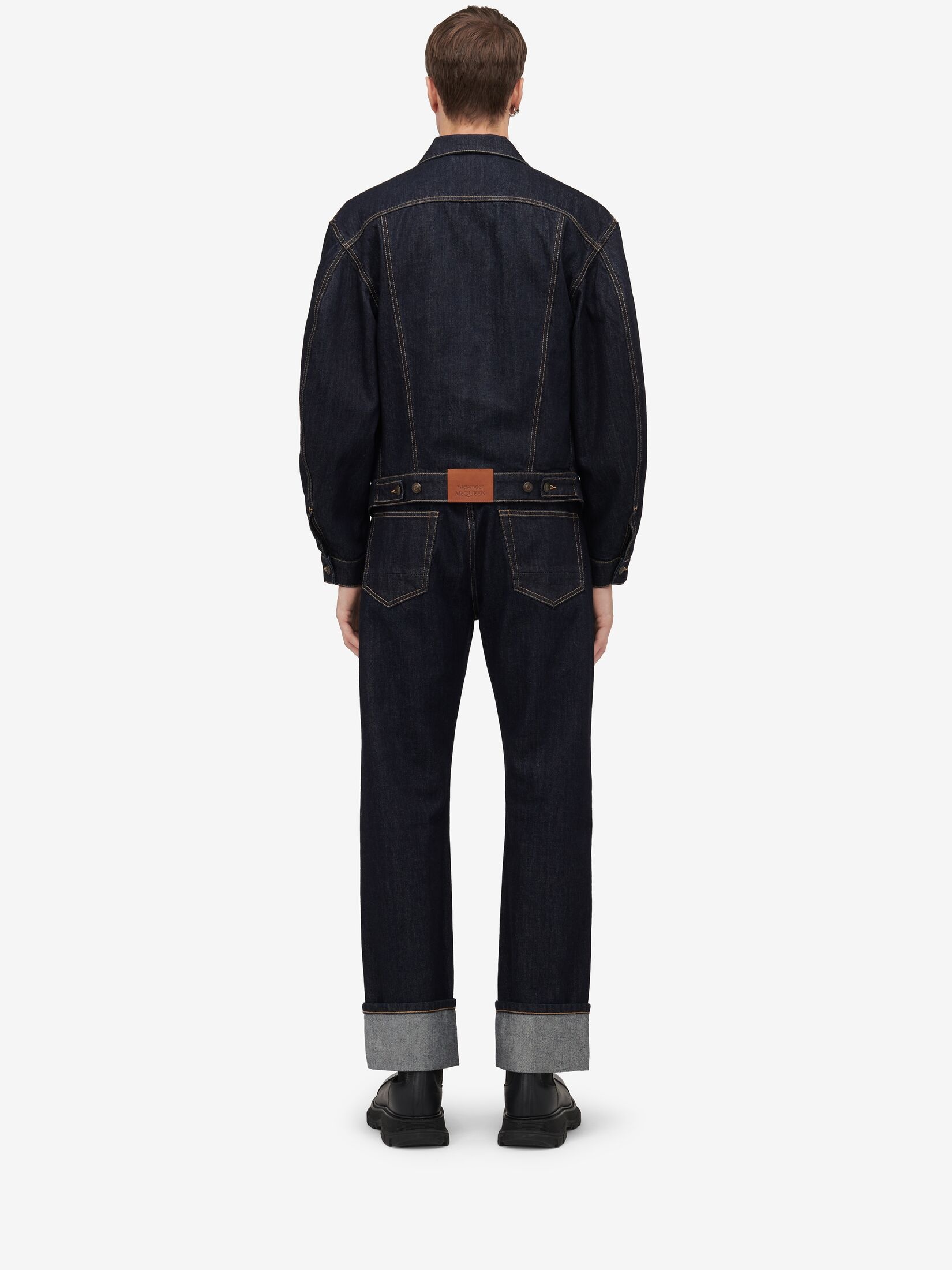 Men's Dropped Shoulder Denim Jacket in Indigo - 4