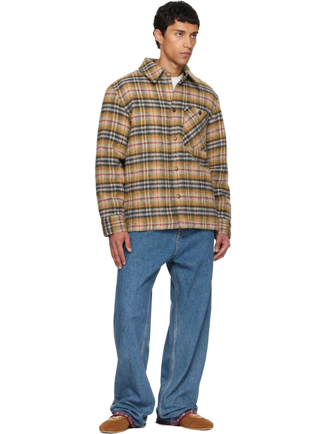 Beige Check Insulated Jacket - 4