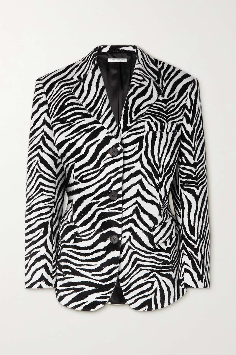 Zebra-print cotton-velvet blazer - 1