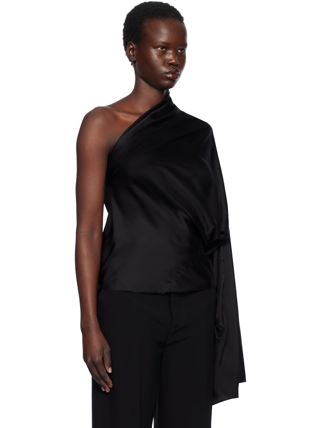 Black Hollywood One Sleeve Top - 2