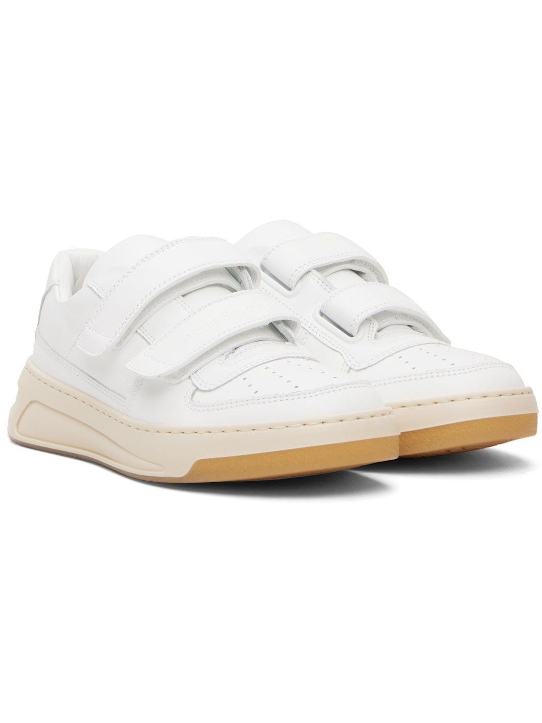 White Velcro Strap Sneakers - 4