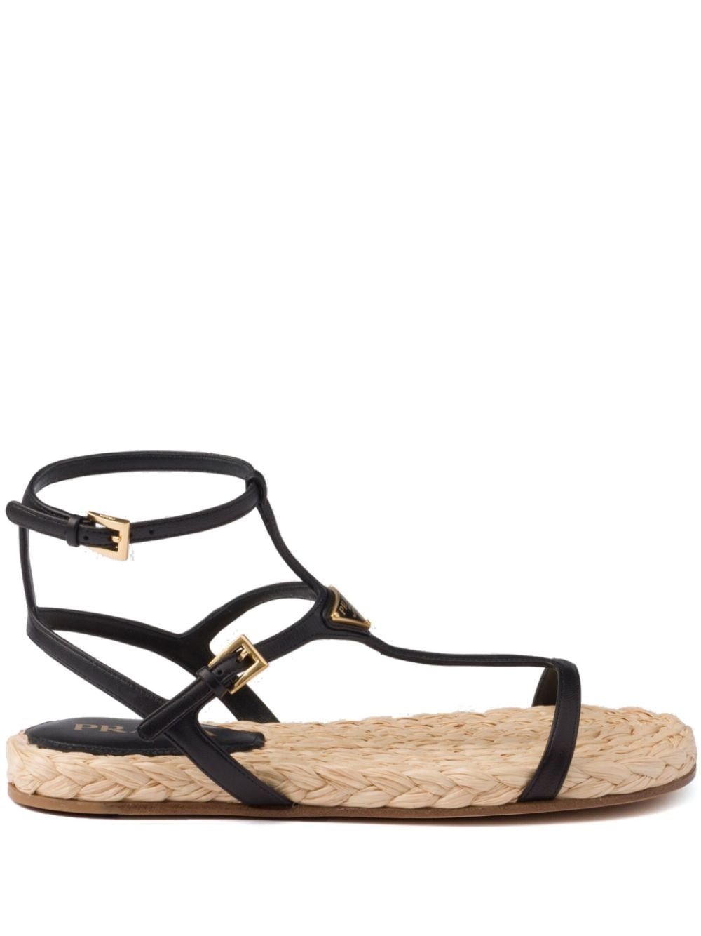 triangle-logo leather sandals - 1
