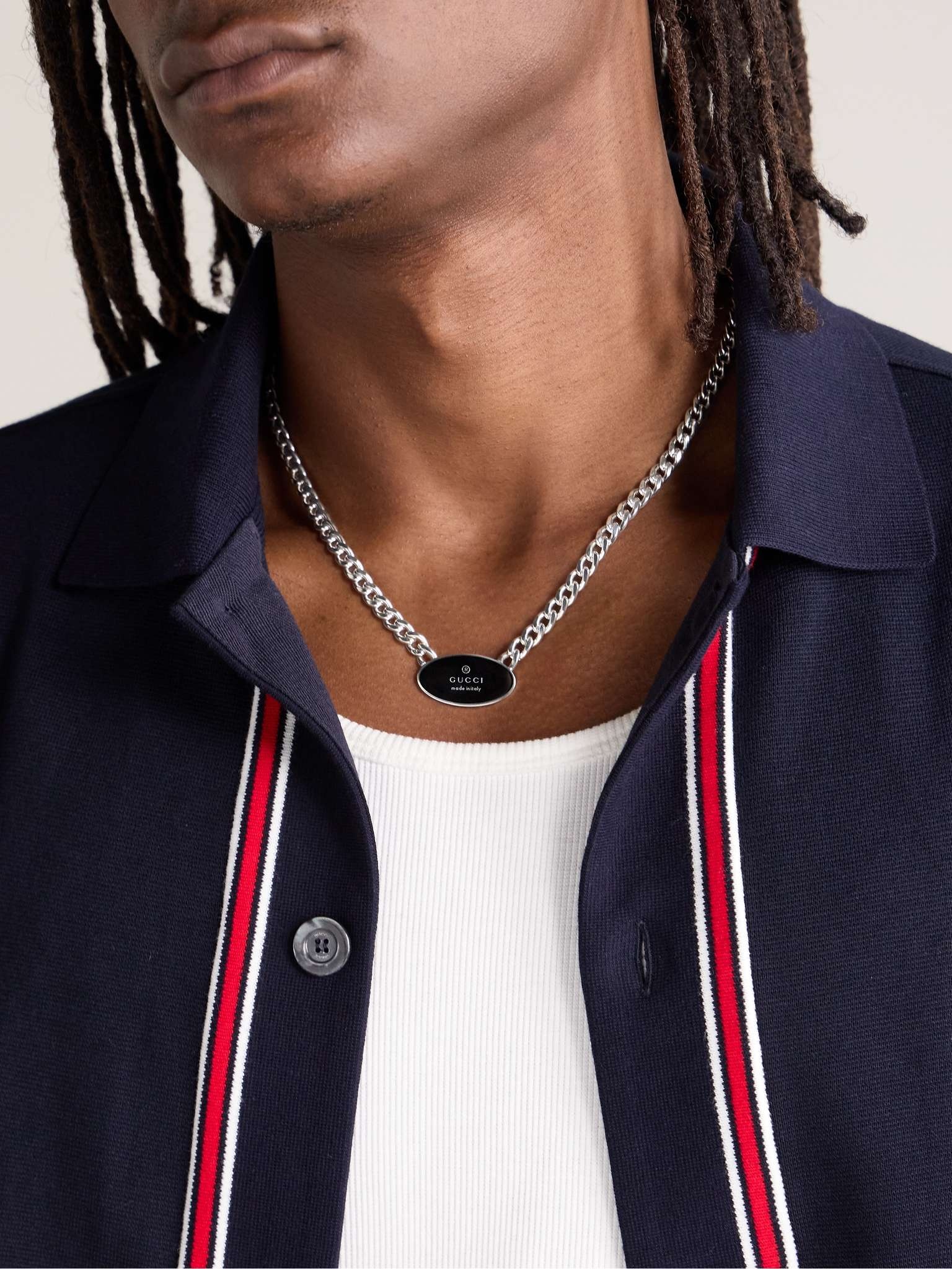 Sterling Silver and Enamel Chain Necklace - 2