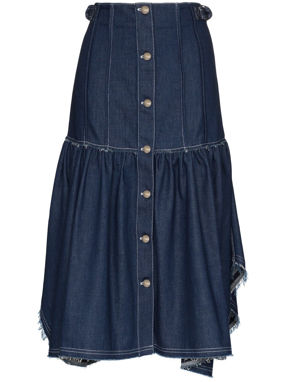 ruffled frayed denim skirt - 1