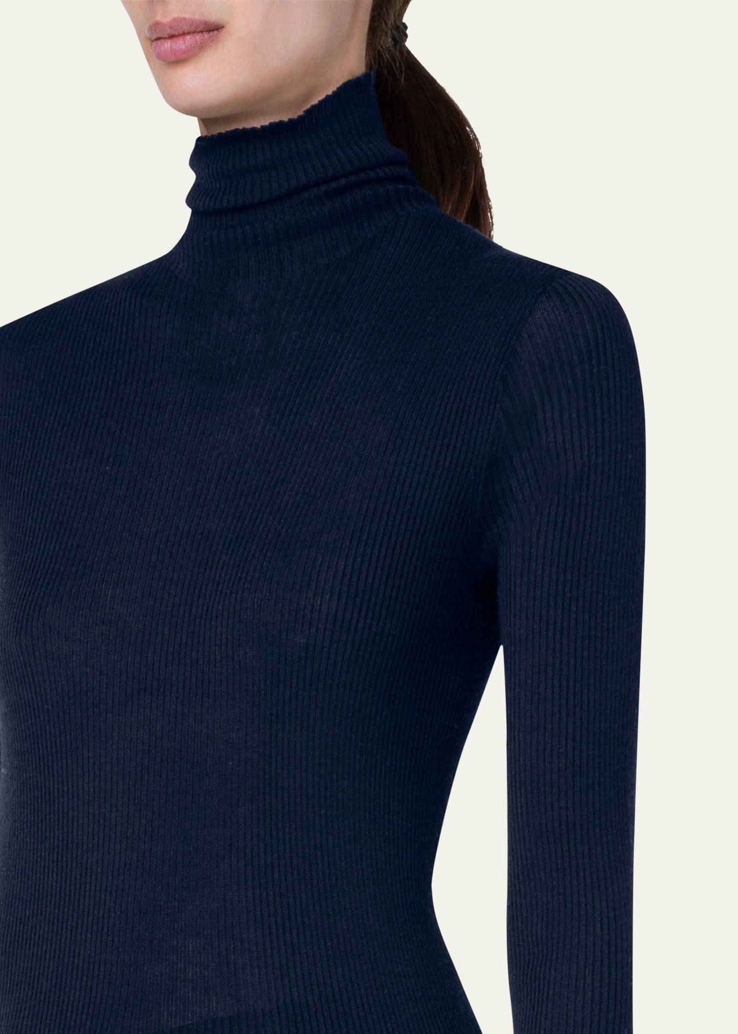 Cashmere-Silk Fine Ribbed Knit Pullover - 5