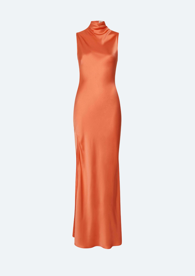 Satin Drape Neck Sleeveless Dress 1
