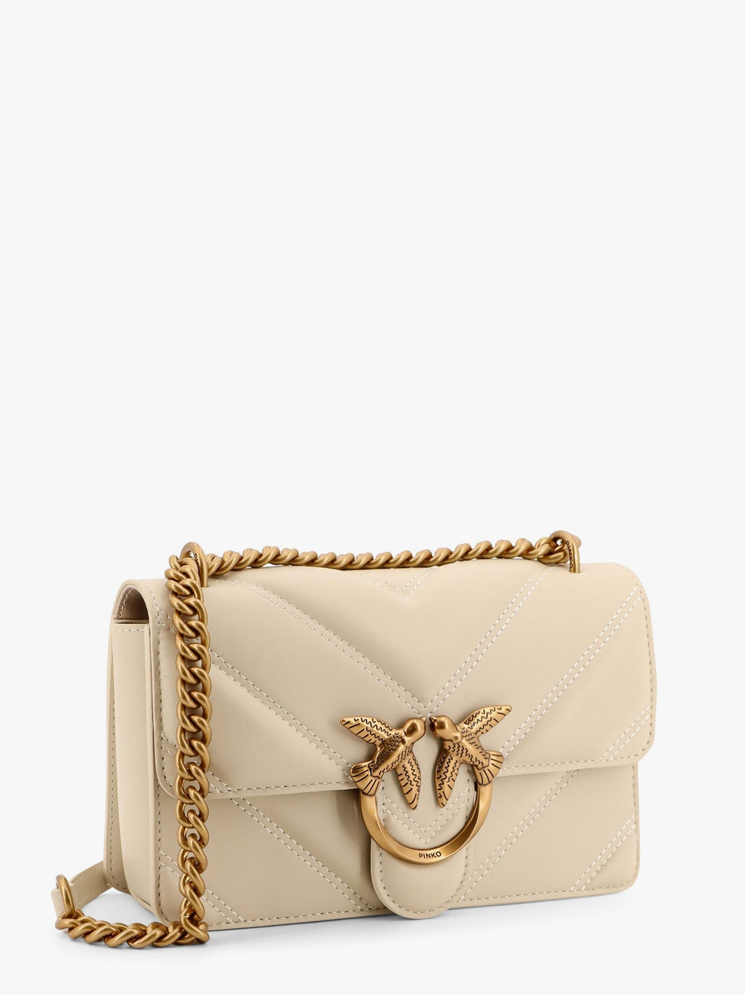 Pinko Matelassã© Leather Shoulder Bag With Love Birds Buckle - 3