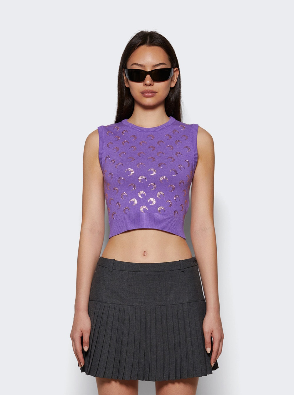 Moon Strass Knit Vest Lavender - 2