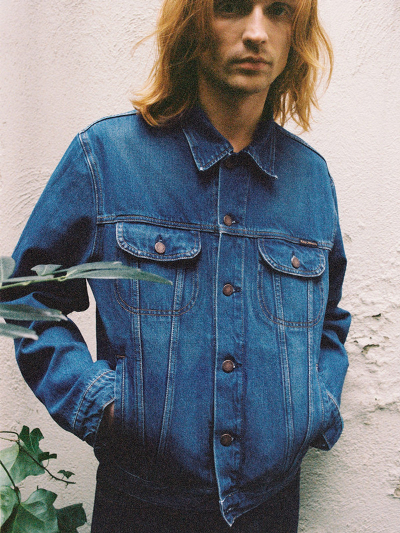 Danny Greasy Denim Jacket Mid Blue 7