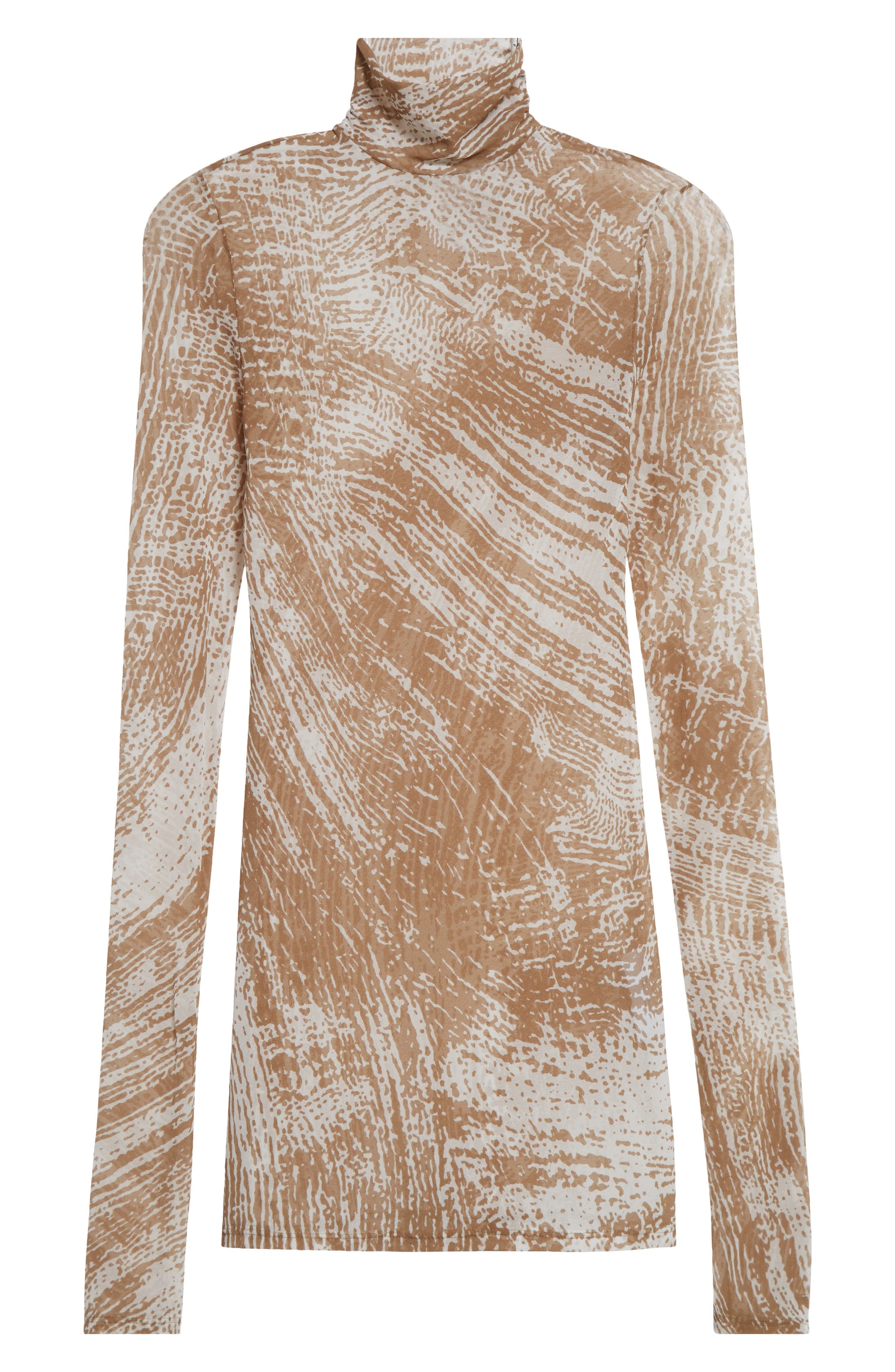 Proenza Schouler Rio Mock Neck Long Sleeve Tulle Top in Wood at Nordstrom - 6