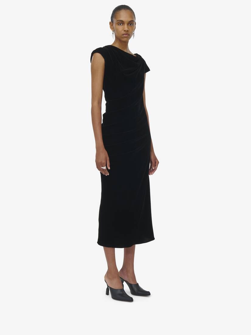 Asymmetric Draped Dress - 3