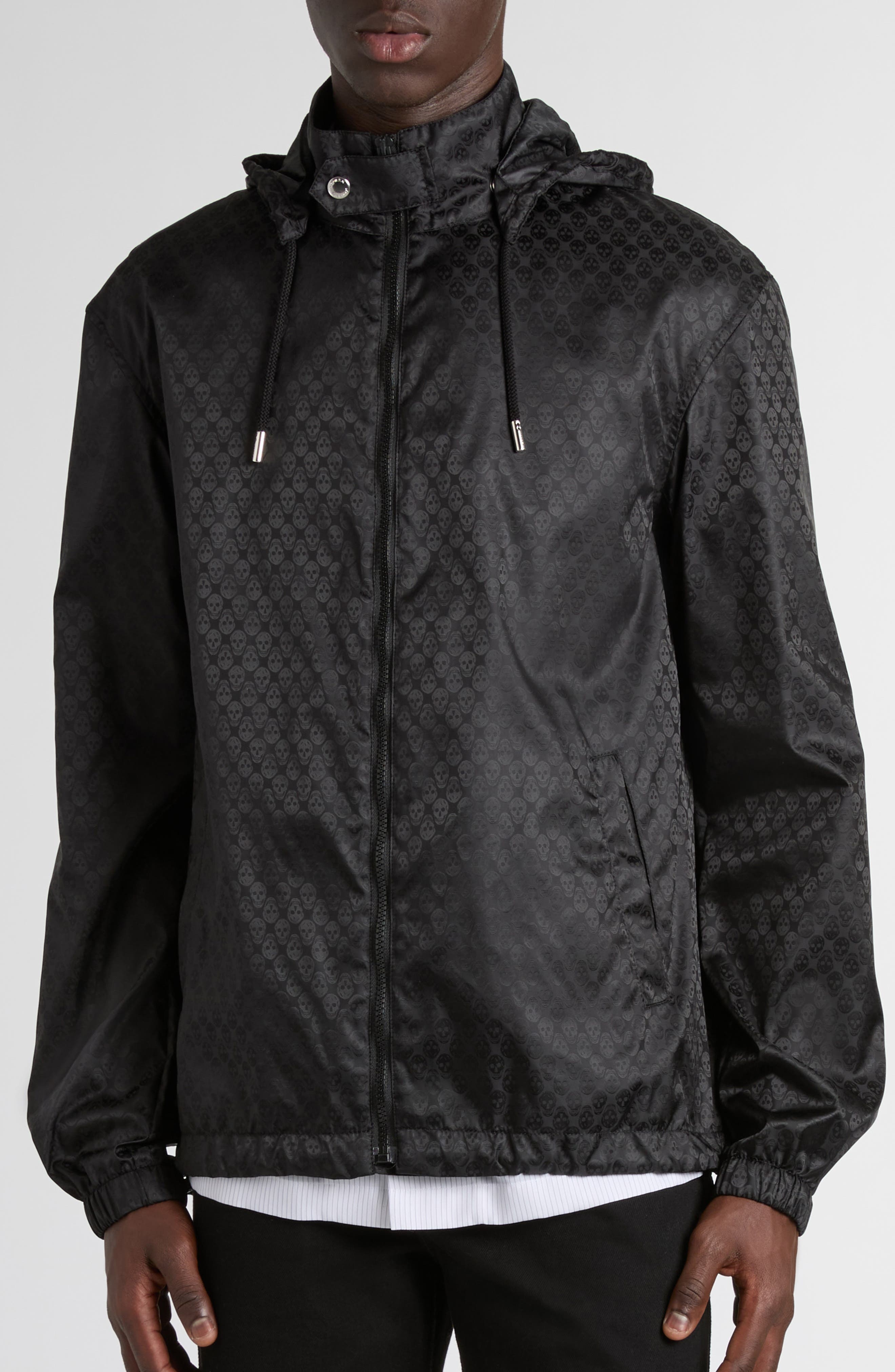 McQueen Skull Jacquard Windbreaker Jacket in Black at Nordstrom - 5