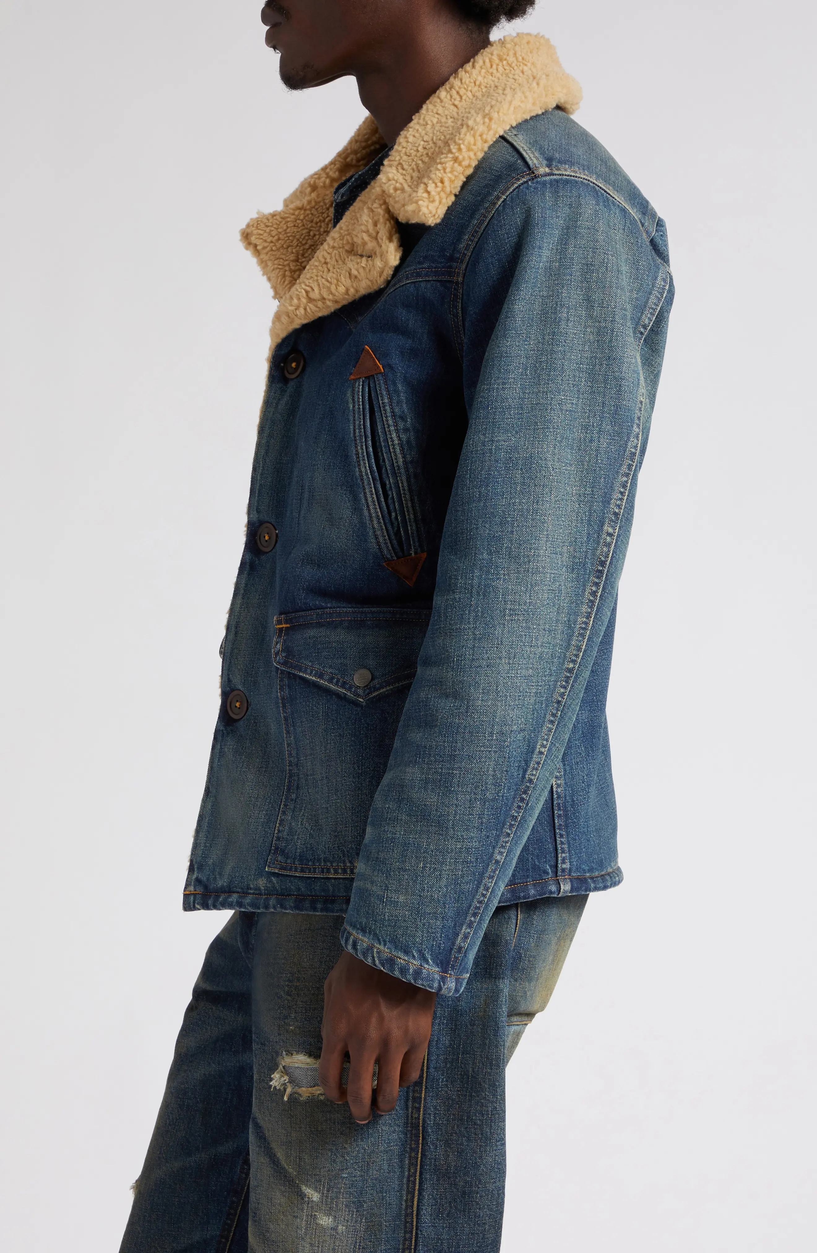 RRL by Ralph Lauren Hitching Fleece-Denim Ranch Jacket Hitching