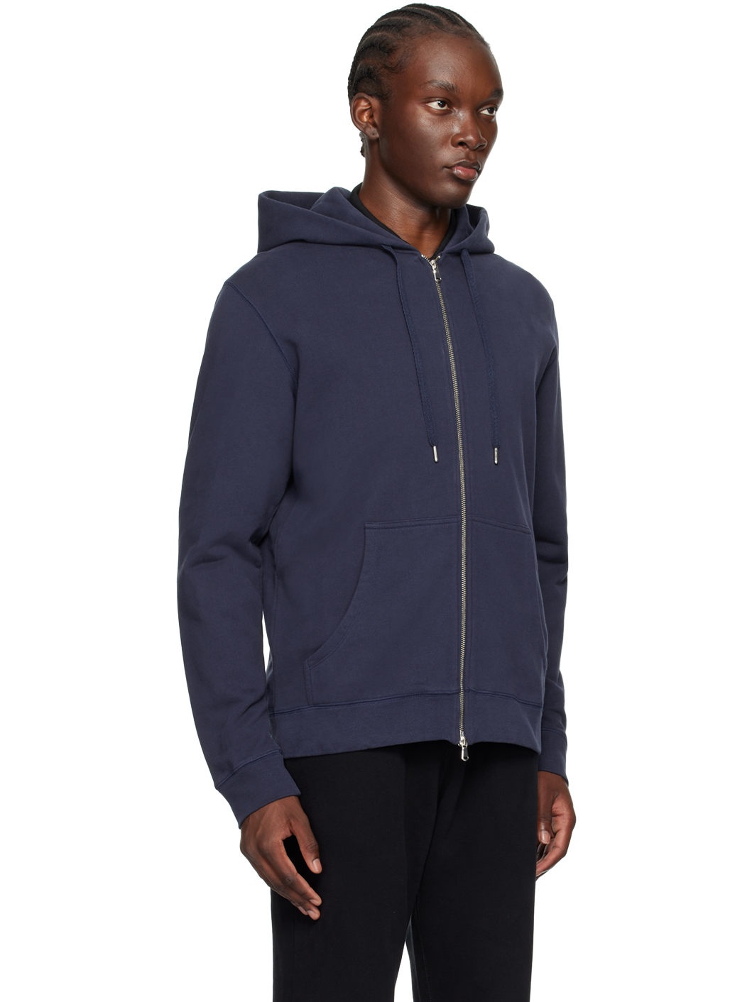 Sunspel Navy Loopback Zip Hoodie ssense REVERSIBLE