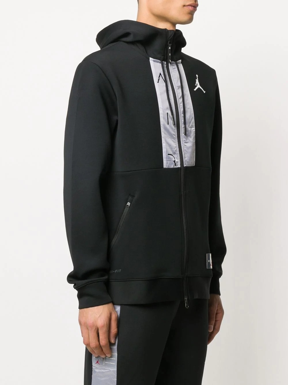 zip-up logo print hoodie - 3