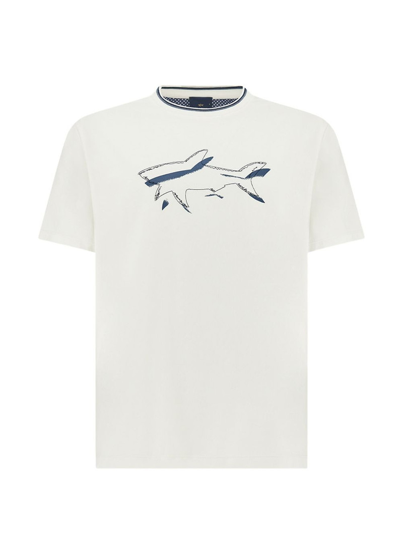 Shark-print cotton jersey T-shirt 1