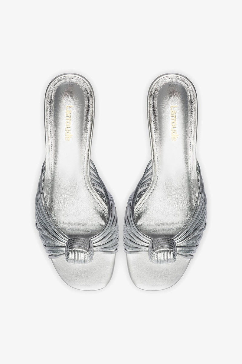 Valerie Mule In Silver Metallic Leather 6