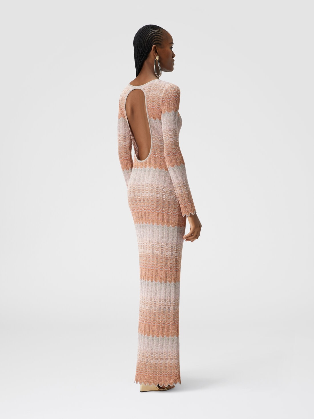 Long dress with lamé Greek motif - 3