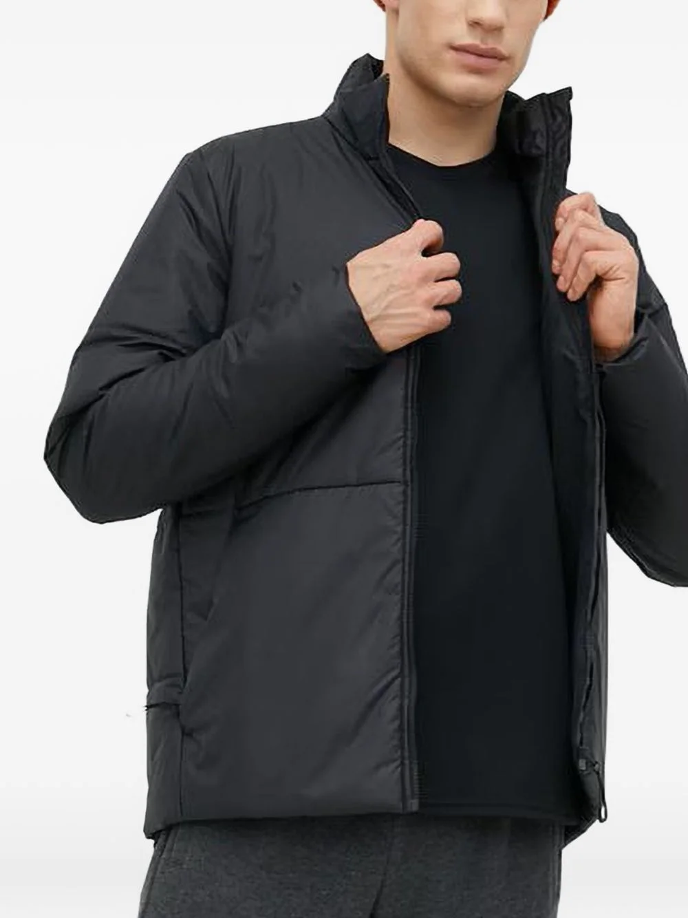 quilted stripe-detail jacket - 1